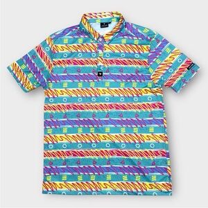 Bad Birdie Golf Polo Shirt Mens Large Multicolor Geometric Performance Stretch